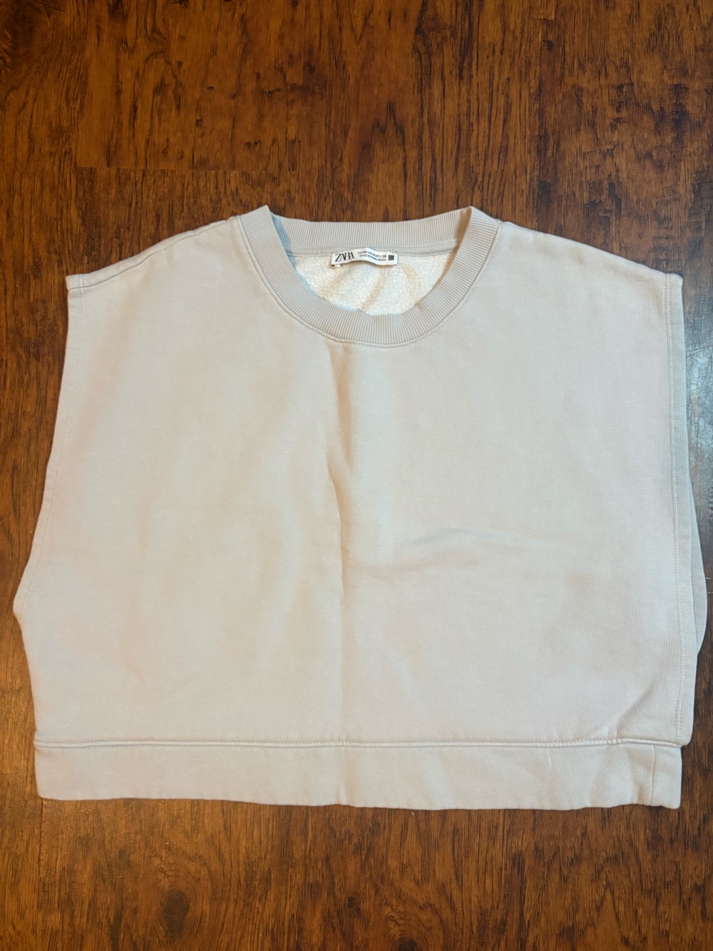 Zara Cream Crewneck Sleeveless Sweatshirt